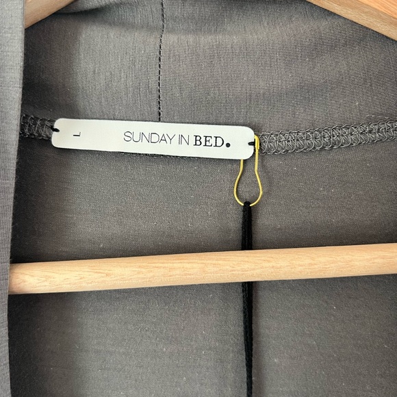 Sunday In Bed Grey Kimono Paris Soft Cotton Modal Long Sleeve Robe Size Large - Picture 5 of 12